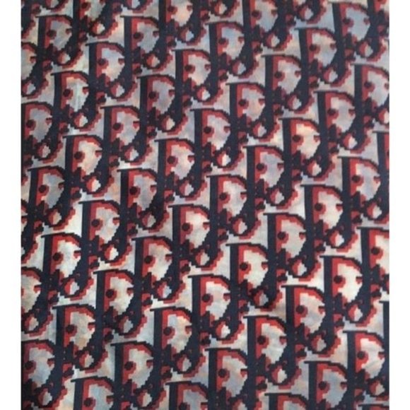 DIOR Red White Navy Trotter Print Logo Silk Scarf - Picture 1 of 9